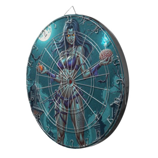 Halloween Leckerei oder Zombie Girlfriend w Brains Dartscheibe (Vorderseite rechts)