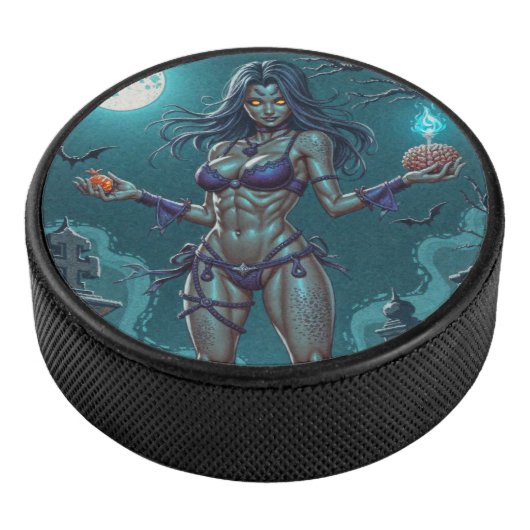 Halloween Leckerei oder Zombie Girlfriend w Brains Eishockey Puck (3/4)