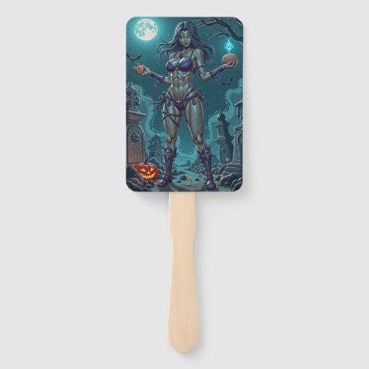 Halloween Leckerei oder Zombie Girlfriend w Brains Fächer (Rückseite)