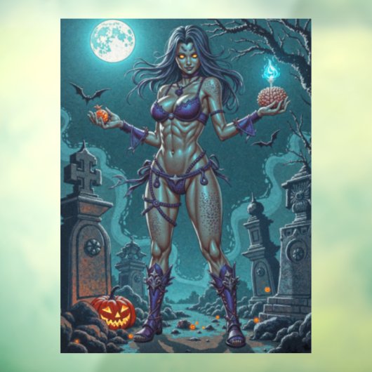 Halloween Leckerei oder Zombie Girlfriend w Brains Fensteraufkleber (Blatt 3)