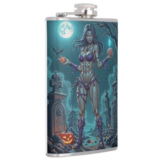 Halloween Leckerei oder Zombie Girlfriend w Brains Flachmann (Rechts)