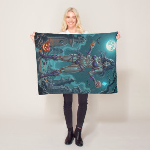 Halloween Leckerei oder Zombie Girlfriend w Brains Fleecedecke