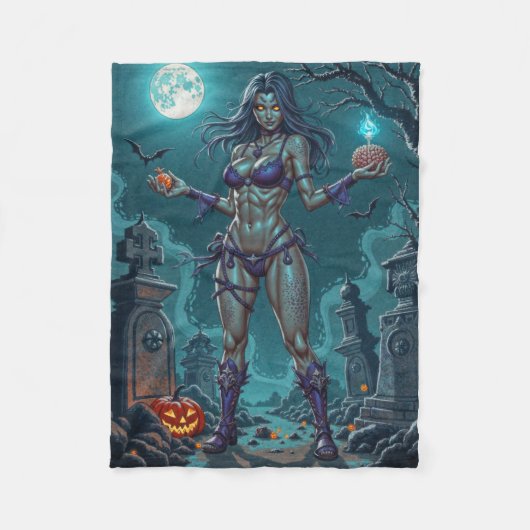 Halloween Leckerei oder Zombie Girlfriend w Brains Fleecedecke (Vorderseite)