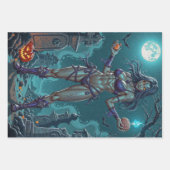 Halloween Leckerei oder Zombie Girlfriend w Brains Geschenkpapier Set (Vorderseite 3)