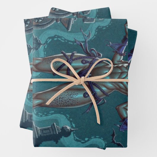 Halloween Leckerei oder Zombie Girlfriend w Brains Geschenkpapier Set (Beispiel)