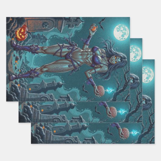 Halloween Leckerei oder Zombie Girlfriend w Brains Geschenkpapier Set (Set)