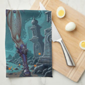 Halloween Leckerei oder Zombie Girlfriend w Brains Geschirrtuch (Viertel Falte)