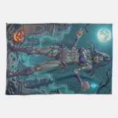 Halloween Leckerei oder Zombie Girlfriend w Brains Geschirrtuch (Horizontal)