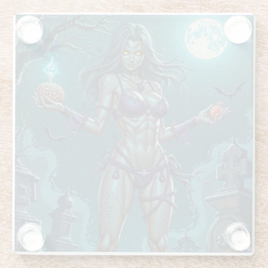 Halloween Leckerei oder Zombie Girlfriend w Brains Glasuntersetzer (Rückseite)