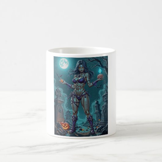Halloween Leckerei oder Zombie Girlfriend w Brains Kaffeetasse (Mittel)