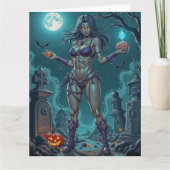 Halloween Leckerei oder Zombie Girlfriend w Brains Karte (Vorderseite)