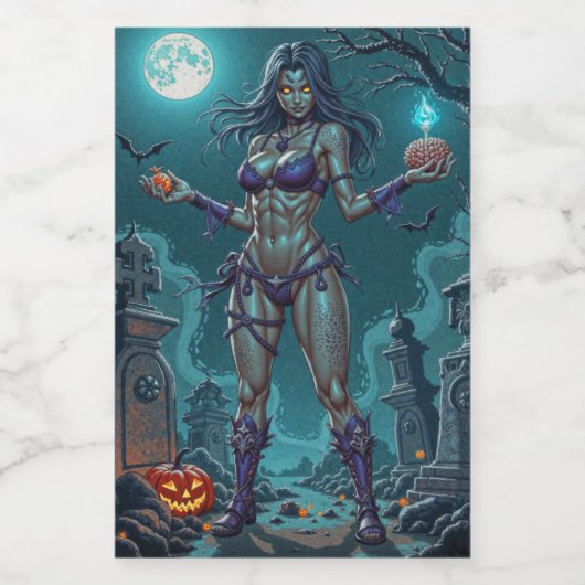 Halloween Leckerei oder Zombie Girlfriend w Brains Lebensmitteletikett (Einzelnes Label)