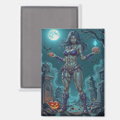 Halloween Leckerei oder Zombie Girlfriend w Brains Magnet (Vorderseite/Rückseite)