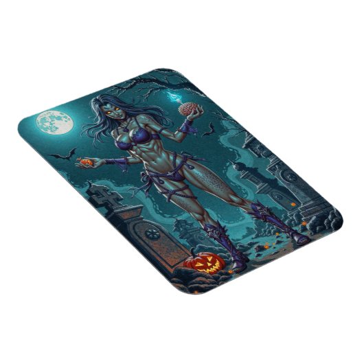 Halloween Leckerei oder Zombie Girlfriend w Brains Magnet (Rechte Seite)