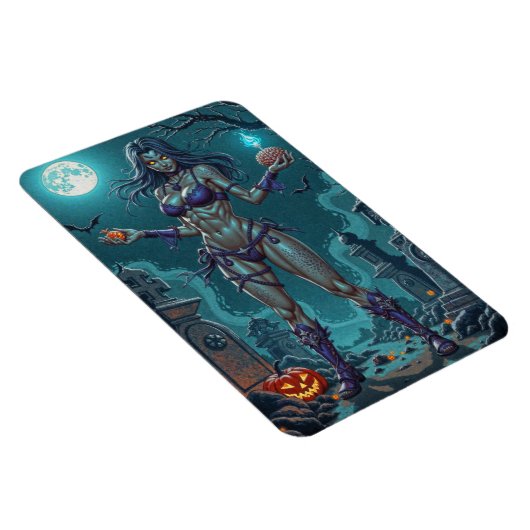Halloween Leckerei oder Zombie Girlfriend w Brains Magnet (Rechte Seite)