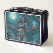 Halloween Leckerei oder Zombie Girlfriend w Brains Metall Brotdose (Rückseite)
