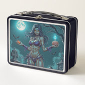 Halloween Leckerei oder Zombie Girlfriend w Brains Metall Brotdose (Vorderseite)
