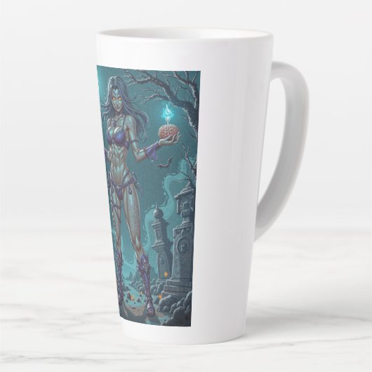 Halloween Leckerei oder Zombie Girlfriend w Brains Milchtasse (Rechte Ecke)