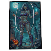 Halloween Leckerei oder Zombie Girlfriend w Brains Mittlere Geschenktüte (Vorderseite)