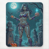 Halloween Leckerei oder Zombie Girlfriend w Brains Mousepad (Vorne)