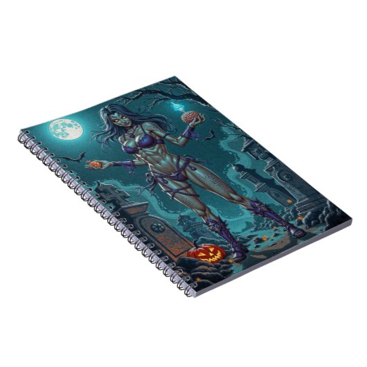 Halloween Leckerei oder Zombie Girlfriend w Brains Notizblock (Rechte Seite)