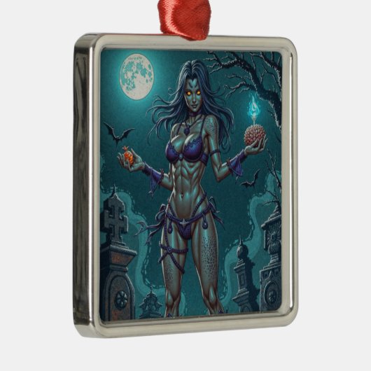 Halloween Leckerei oder Zombie Girlfriend w Brains Ornament Aus Metall (Rechts)