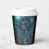 Halloween Leckerei oder Zombie Girlfriend w Brains Pappbecher (Rückseite)