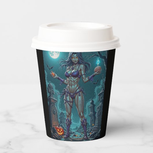 Halloween Leckerei oder Zombie Girlfriend w Brains Pappbecher (Vorderseite)