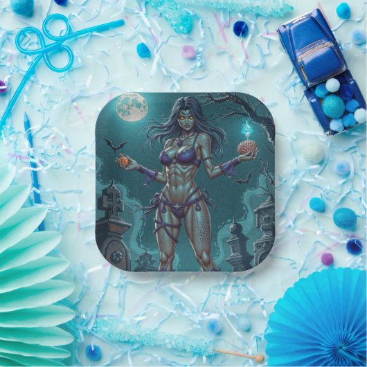 Halloween Leckerei oder Zombie Girlfriend w Brains Pappteller (Party)