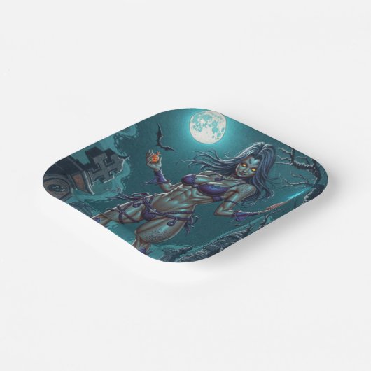 Halloween Leckerei oder Zombie Girlfriend w Brains Pappteller (Gewinkelt)