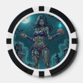 Halloween Leckerei oder Zombie Girlfriend w Brains Pokerchips (Vorderseite)