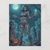 Halloween Leckerei oder Zombie Girlfriend w Brains Postkarte (Vorderseite)