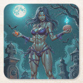 Halloween Leckerei oder Zombie Girlfriend w Brains Rechteckiger Pappuntersetzer (Vorderseite)
