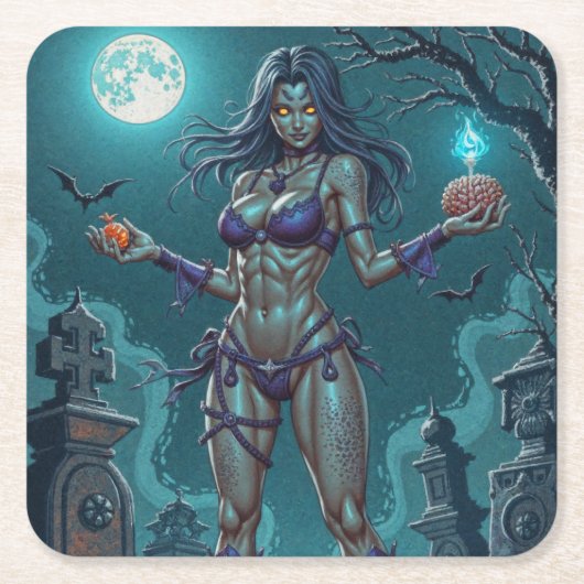 Halloween Leckerei oder Zombie Girlfriend w Brains Rechteckiger Pappuntersetzer (Vorderseite)