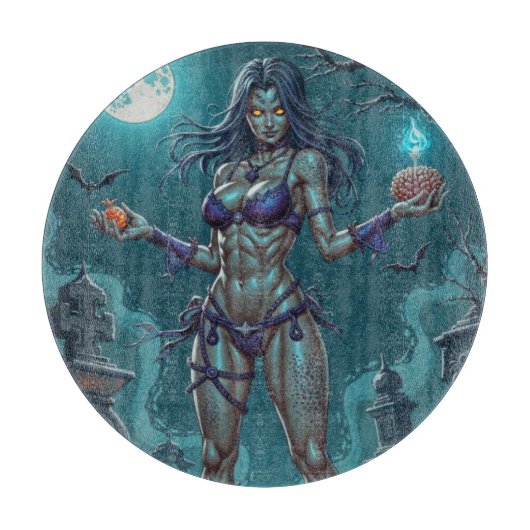 Halloween Leckerei oder Zombie Girlfriend w Brains Schneidebrett (Vorderseite)