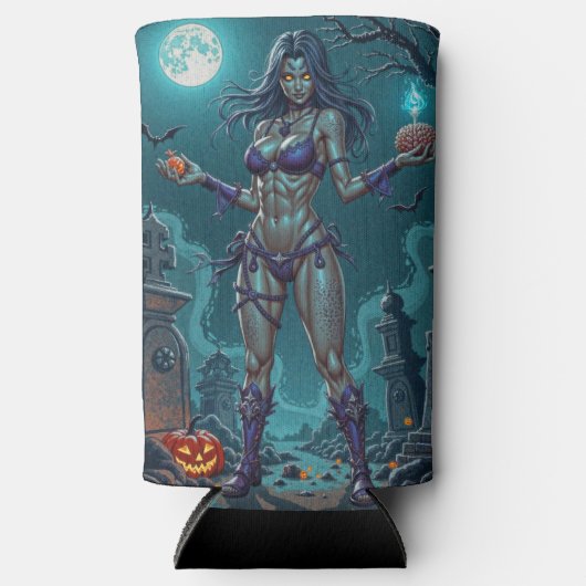 Halloween Leckerei oder Zombie Girlfriend w Brains Selters Dosenkühler (Vorderseite)