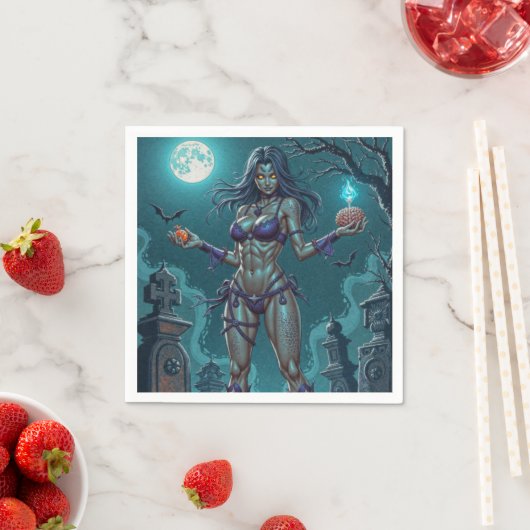 Halloween Leckerei oder Zombie Girlfriend w Brains Serviette (Beispiel)