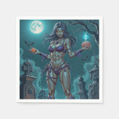 Halloween Leckerei oder Zombie Girlfriend w Brains Serviette (Vorderseite)