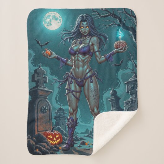 Halloween Leckerei oder Zombie Girlfriend w Brains Sherpadecke (Vorderseite)