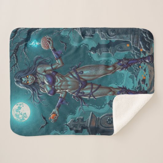 Halloween Leckerei oder Zombie Girlfriend w Brains Sherpadecke (Vorderseite (Horizontal))