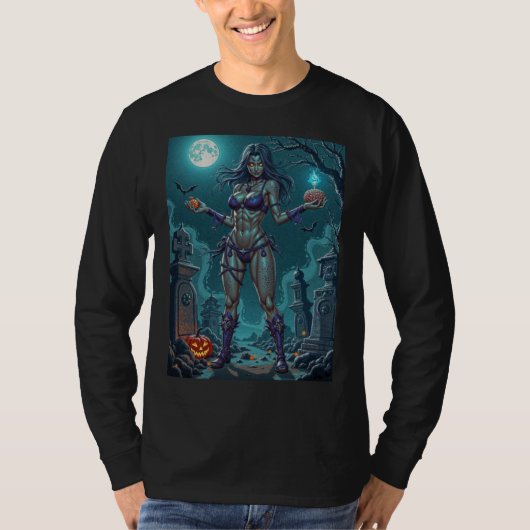 Halloween Leckerei oder Zombie Girlfriend w Brains T-Shirt (Vorderseite)