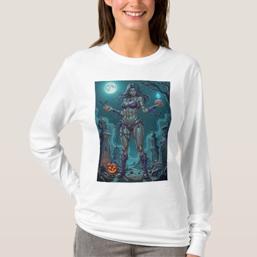 Halloween Leckerei oder Zombie Girlfriend w Brains T-Shirt (Vorderseite)