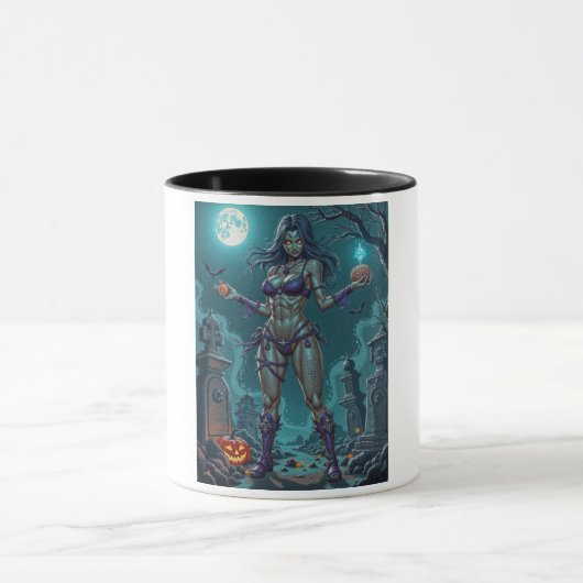 Halloween Leckerei oder Zombie Girlfriend w Brains Tasse (Zentrum)