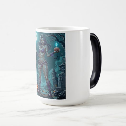 Halloween Leckerei oder Zombie Girlfriend w Brains Verwandlungstasse (VorderseiteRechts)