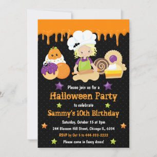 Halloween-Leckereien Backen Geburtstagsfeier Einladung