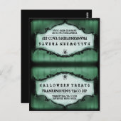 Halloween-Leckereien - Essenzzelt-Karte - grün Postkarte (Vorne/Hinten)