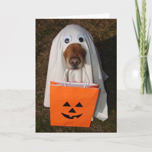 Halloween-Leckereien mit Geist-Hund und Goodie Karte (Vorderseite)
