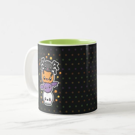 Halloween-Leckereien-Tasse Zweifarbige Tasse (Vorderseite Links)
