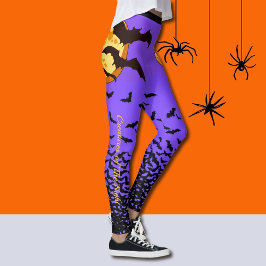 Halloween Leggings anpassen Fledermäuse Vollmond