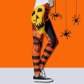 Halloween Leggings Black Cat Pumpkin Pants